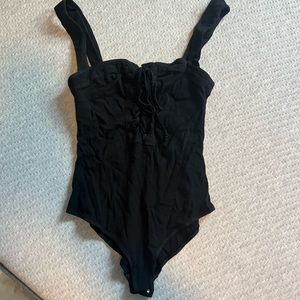 Free People Intimately Lace Up Black Bodysuit Small